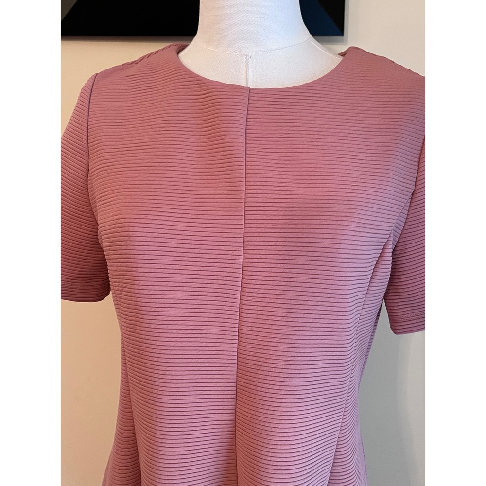 Hutch Pink Ribbed Fit and Flare Short Sleeve Midi Dress Size Large - Picture 5 of 7